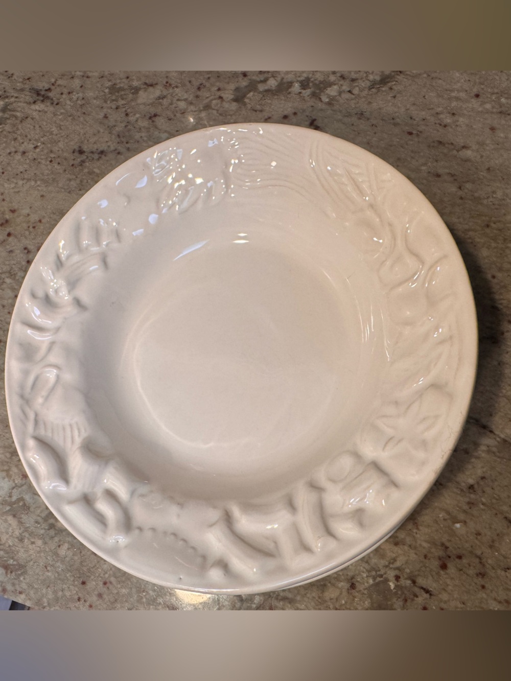 Williams Sonoma Cream Embossed Ceramic Pasta Bowls -set of 4